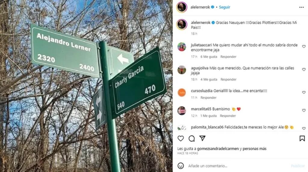 Alejandro Lerner mostró la calle que lo relaciona con Charly.