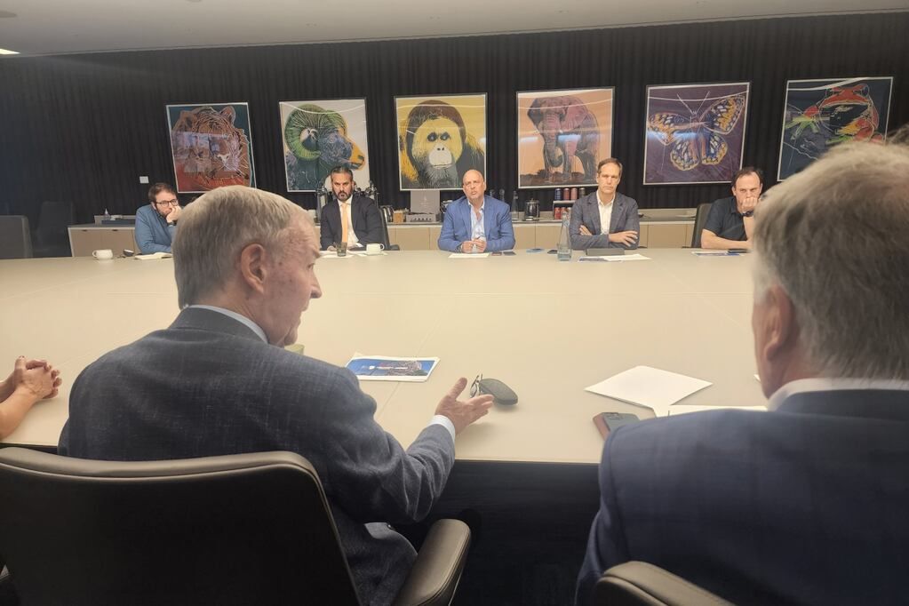 En Nueva York. El gobernador Juan Schiaretti se reunió con ejecutivos del JP Morgan. (Gobierno de Córdoba)