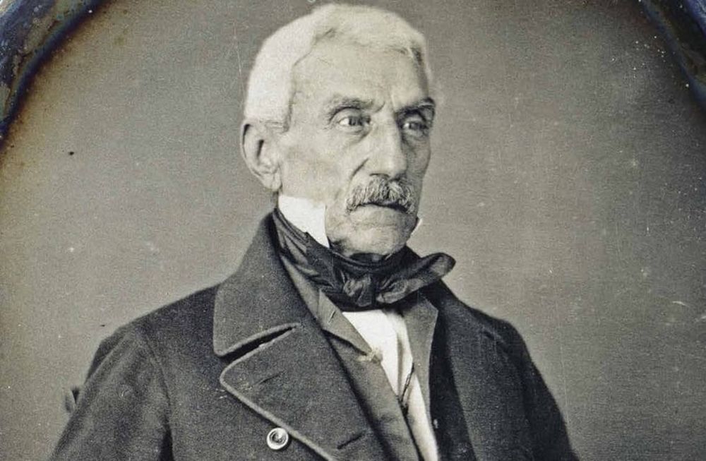 Fragmento de la única fotografía que se conserva del Libertador, tomada por un fotógrafo anónimo en Francia, en 1848.