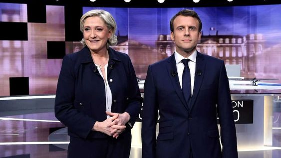 Marine Le Pen y Emmanuel Macron