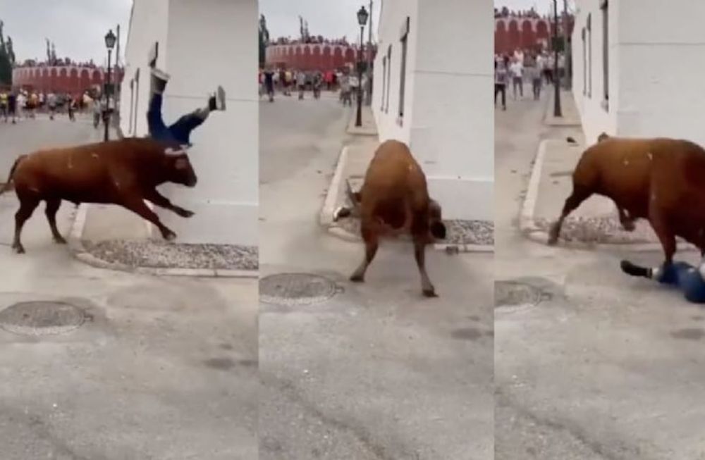 La joven es golpeada con violencia por el animal en los encierros de San Fermín