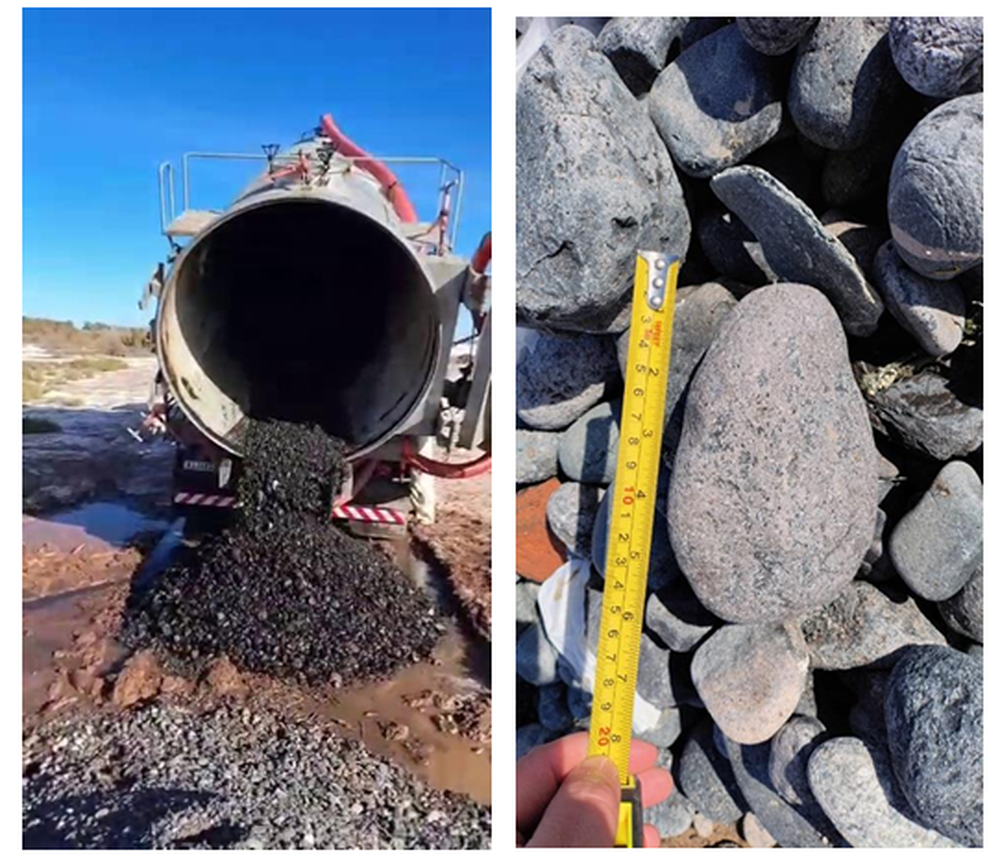 Tussen de sedimenten werden grote stenen en zelfs bakstenen gevonden.