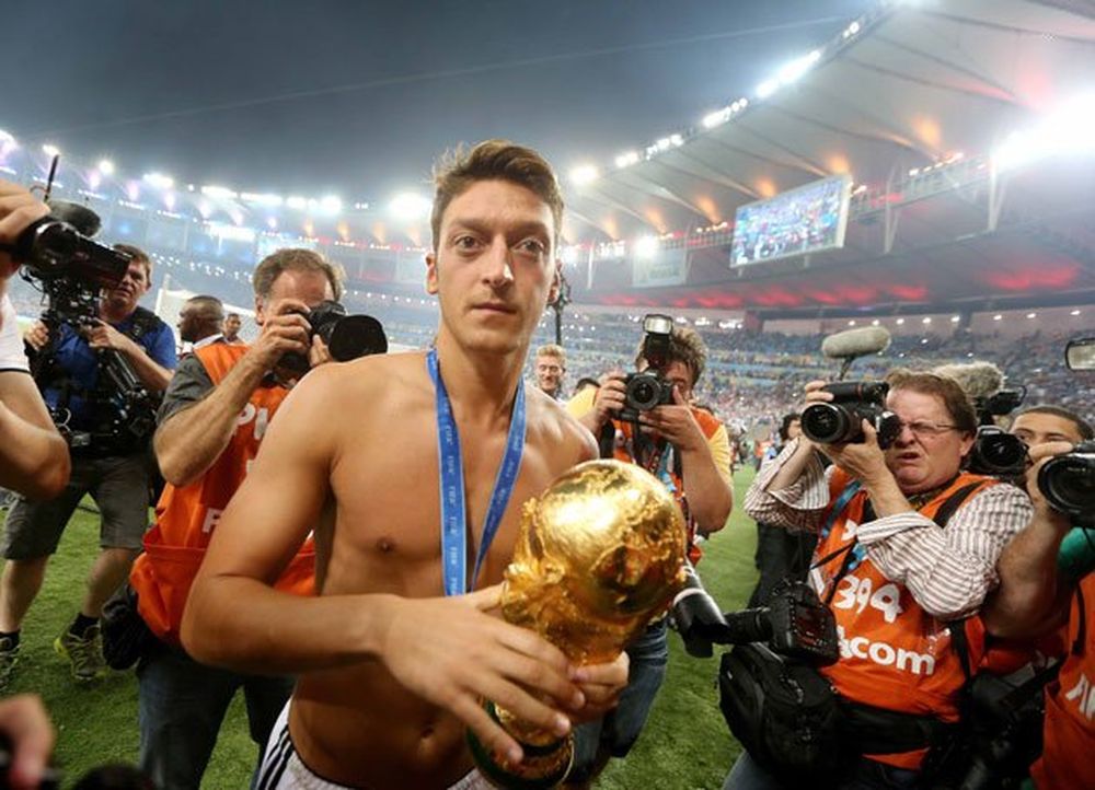 Ozil after winning the 2014 World Cup in Brazil