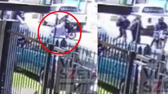 El robo fue ayer, pasadas las 13.30, antes del cierre de la actividad bancaria, frente al Registro del Automotor 4 de la calle José María Paz, lugar donde trabaja la víctima. Foto: Captura video