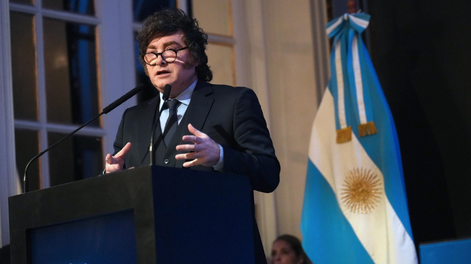&nbsp;El presidente Javier Milei, durante el cierre del Council de las Américas 2026.