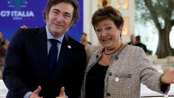 Milei y la directora gerente del FMI, Kristalina Georgieva