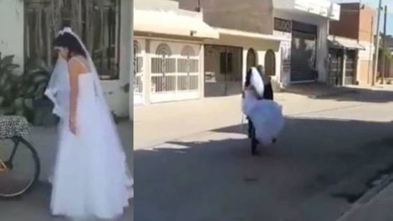 Una joven mexicana eligió que su padre la lleve al altar en bicicleta.