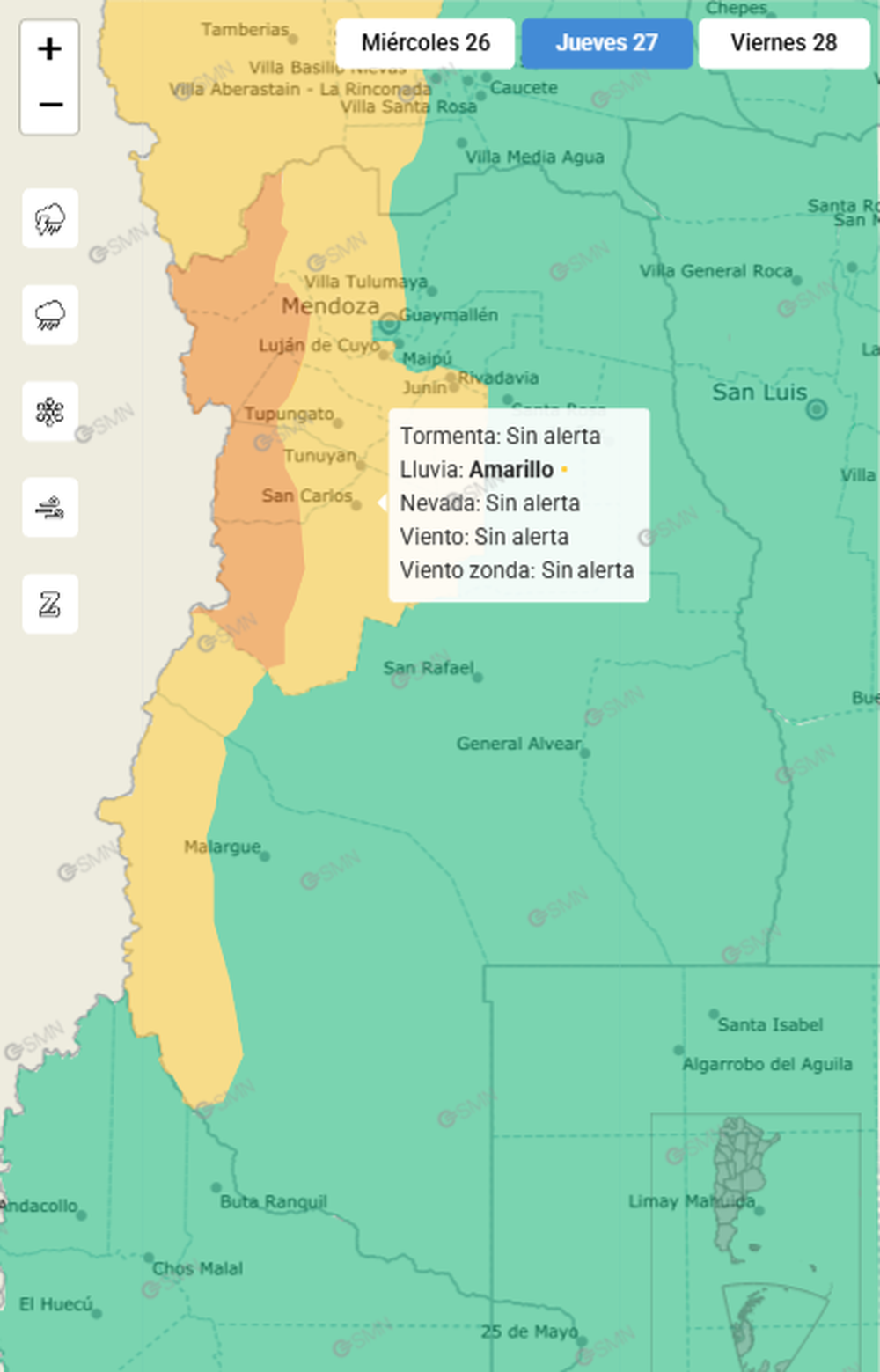Alerta en Mendoza
