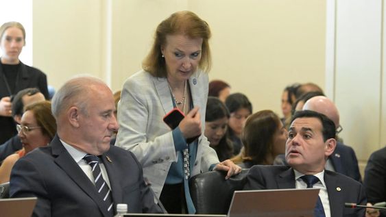 La canciller de Argentina, Diana Mondino; el canciller de Paraguay, Rubén Ramírez Lescano (d), y el canciller de Perú, Javier Gonzalez Olaechea (i), participan en una sesión extraordinaria de la Organización de Estados Americanos, este miércoles en Washington (Estados Unidos). Una resolución que exigía a las autoridades de Venezuela publicar de inmediato las actas de las elecciones del domingo no alcanzó este miércoles los apoyos necesarios para ser aprobada por el Consejo Permanente de la Organización de los Estados Americanos (OEA), luego de que se abstuvieran naciones como Brasil, Colombia y México. EFE/ Lenin Nolly