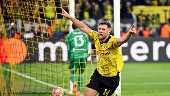Niclas Fuellkrug del Borussia Dortmund celebra tras anotar el tercer gol de su equipo en el duelo de vuelta de los cuartos de final de la Liga de Campeones ante el Atlético de Madrid. / Gentileza.