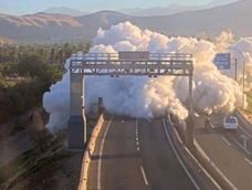 La nube de gas en Renca tras el vuelco del camión