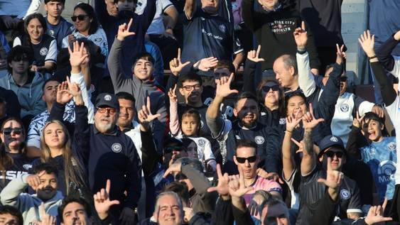El Malvinas escenario de los octavos de final de la Copa Libertadores lució poblado de hinchas azules.&nbsp;