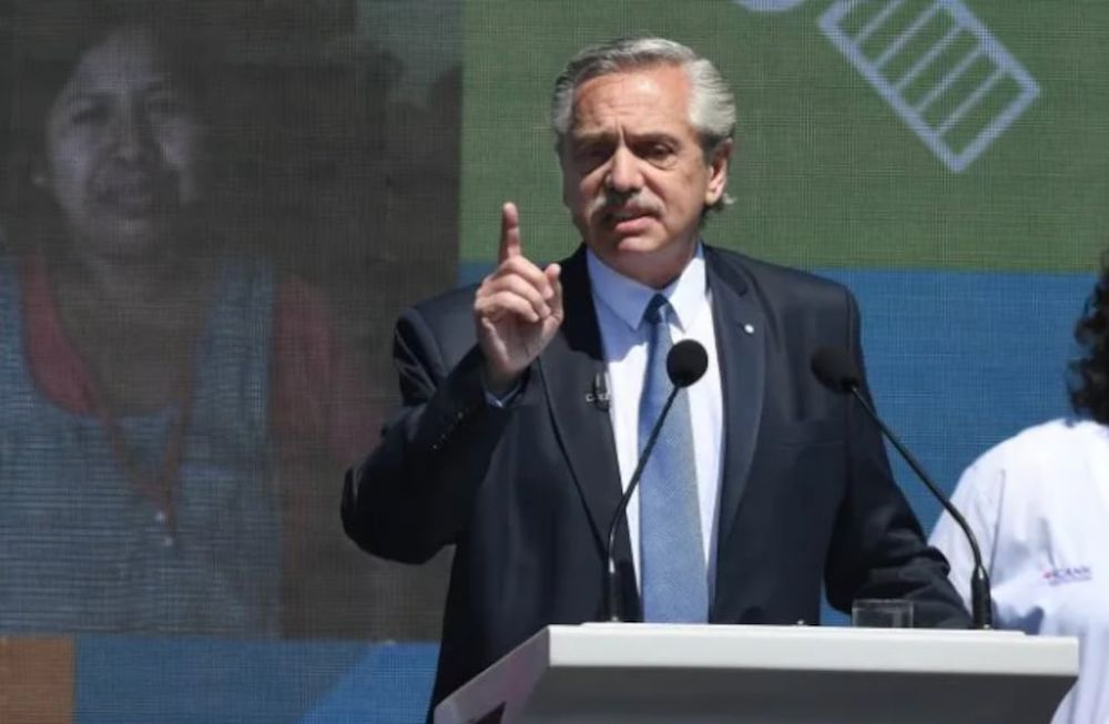 Alberto Fernández en un acto en la Casa Rosada