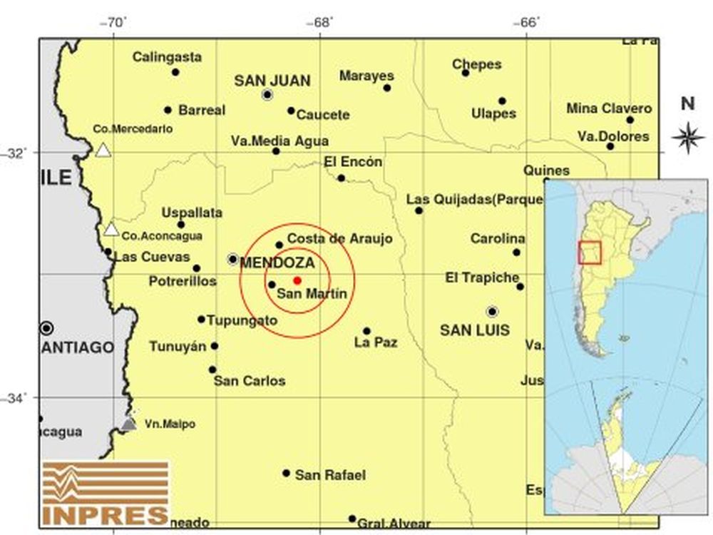 Sismo en Mendoza con epicentro en San Martín Sismo en Mendoza con epicentro en San Martín