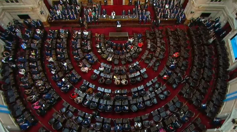 Asamblea Legislativa semivacía durante el discurso de Milei.&nbsp;