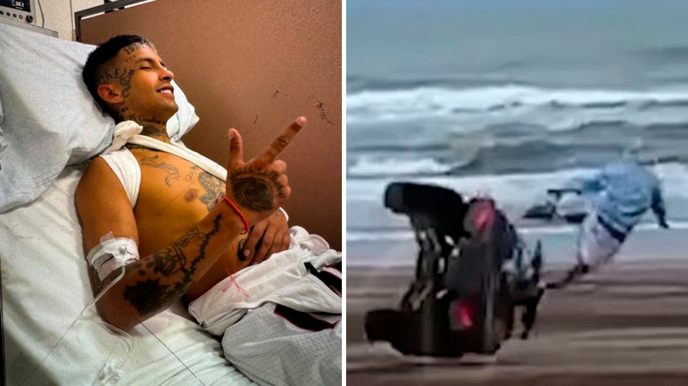 L-Gante se accidentó en Pinamar y terminó internado. Captura: web