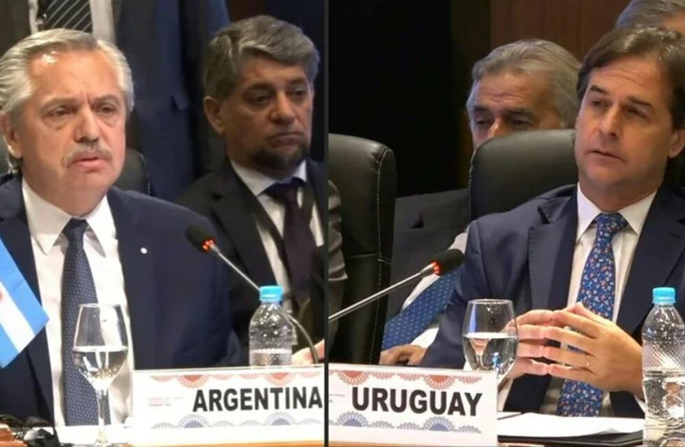 El cruce entre Alberto Fernández y Luis Lacalle Pou en la Cumbre del Mercosur.