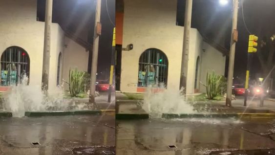 Estas imágenes corresponden a la calle Beltrán y Rivadavia. Se trata de un desagüe abierto por Aysam para reparar la rotura del caño maestro.