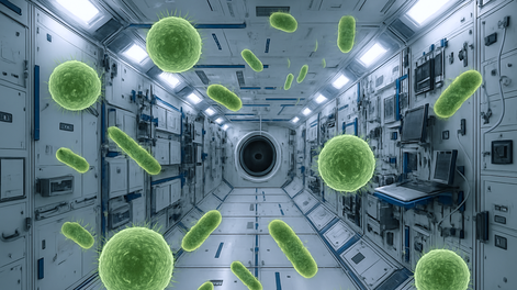 Hallaron rastros de una bacteria desconocida en la estación espacial china. Imagen generada por IA