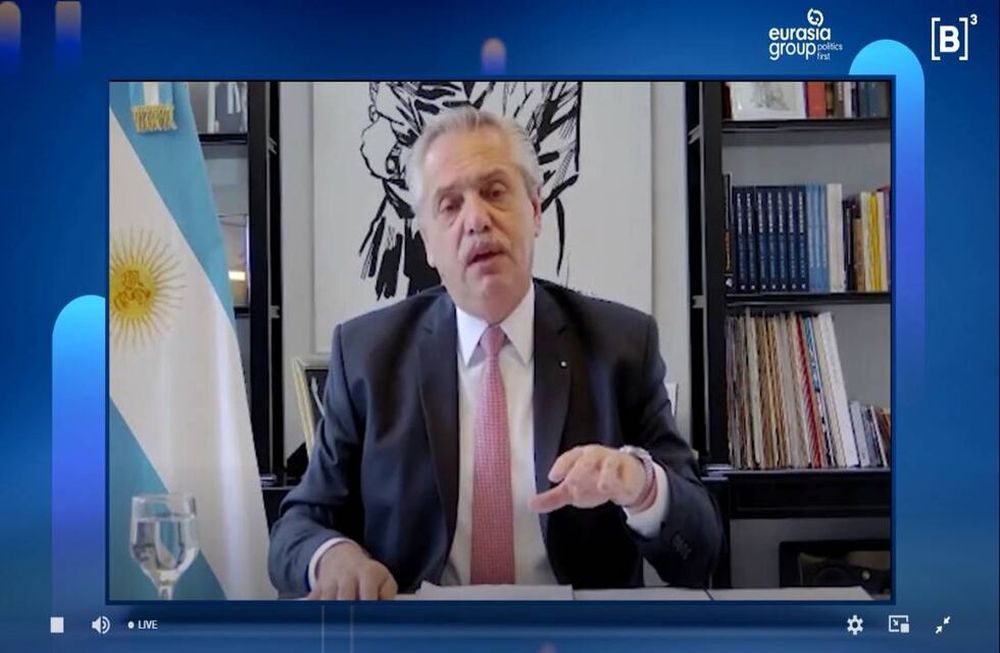 Fernández habló en el evento anual Gzero Summit Latin America 2021, en el que especialistas y líderes políticos y empresariales debaten con el fin de explorar los desafíos y oportunidades geopolíticas de la región en el contexto de la pandemia de COVID-19.