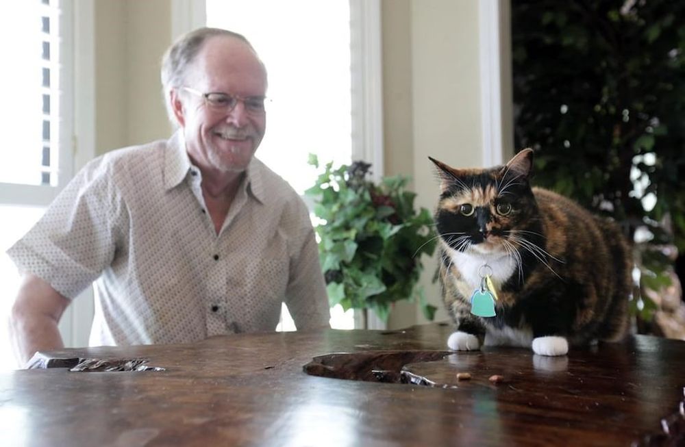 Fred junto a su heroica gatita. / Foto: Gentileza