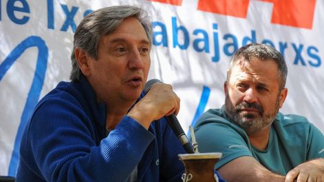 Emir Félix, presidente del PJ mendocino, junto al sindicalista del SUTE, el kirchnerista Gustavo Correa.