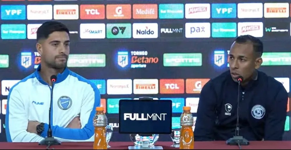 Franco Petroli y Sebastián Villa ofrecieron una conferencia de prensa en la previa al clásico de mañana en el estadio Malvinas Argentinas.&nbsp;
