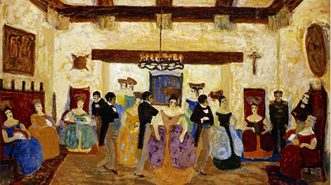 La sajuriana se bailó en de la Mendoza del 1800. San Martín la llevó a Chile y el pueblo trasandino la incorporó a sus&nbsp;tradiciones. La&nbsp;escena de baile de la media caña. Pintura del artista uruguayo Pedro Figari Solari.&nbsp;