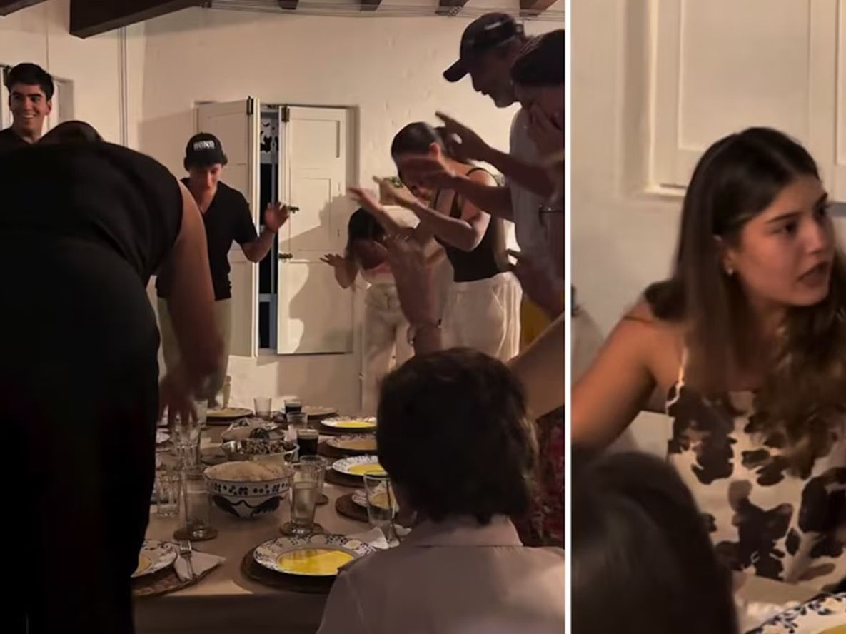 El novio llega por primera vez a la comida familiar y queda en el centro de una broma perfectamente coordinada.