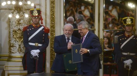 Los Andes | 23-01-2023 - Buenos Aires - Los presidentes de Argentina y Brasil,  Alberto Fernández y Lula da Silva en Casa de Gobierno. Foto Clarín