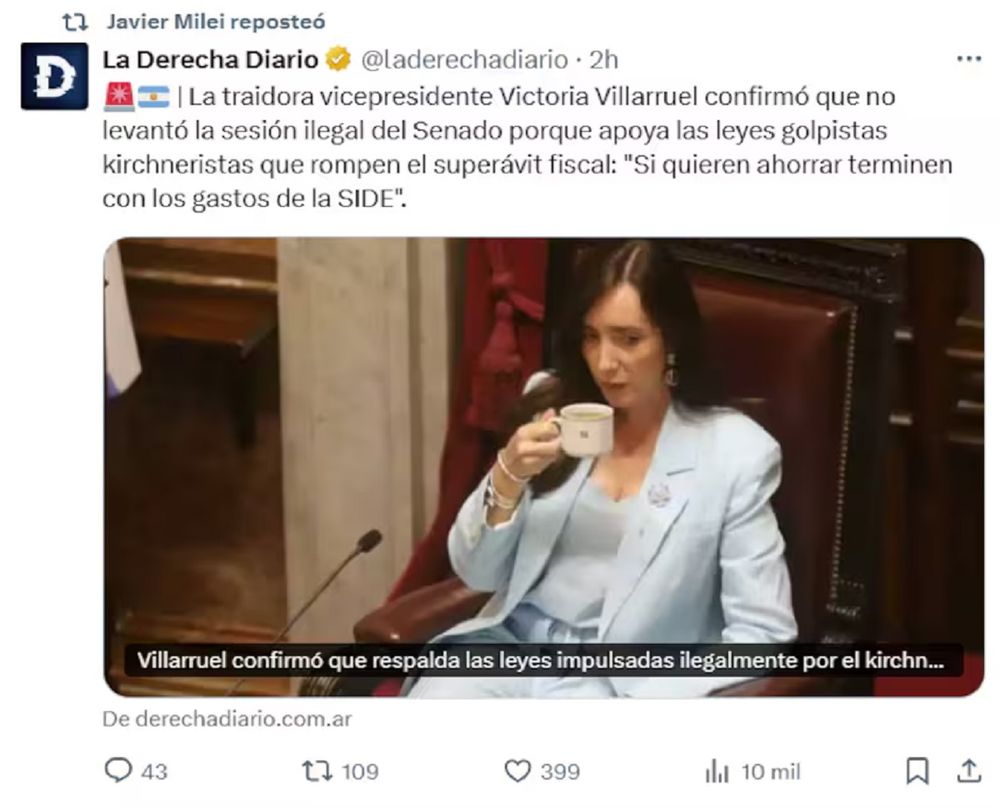 Tuit de La Derecha Diario