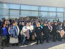 El Congreso del PJ se reunió en la sede del gremio UPCN con la presencia de varios dirigentes importantes, que aparecen en primer plano. Foto: PJ Mendoza.