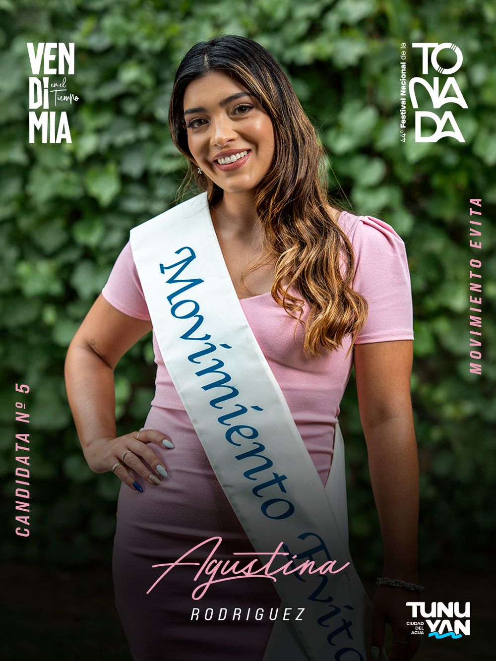Agustina Rodríguez (Movimiento Evita), candidata a reina departamental de la Vendimia 2026 de Tunuyán.