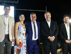 Los intendentes peronistas Emir Andraos (Tunuyán), Flor Destéfanis (Santa Rosa), Edgardo González (Lavalle), Matías Stevanato (Maipú) y Fernando Ubieta (La Paz).