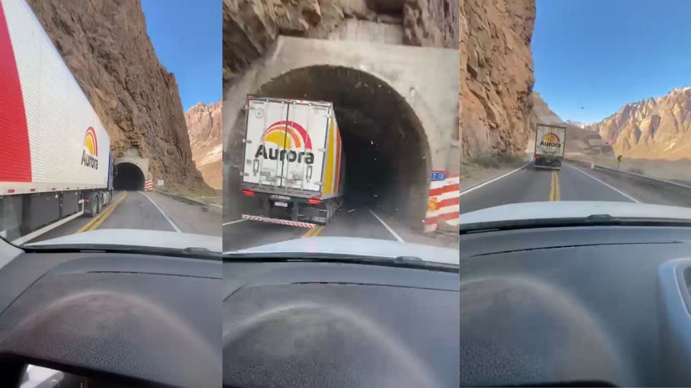 Multaron a un camionero brasileño que sobrepaso a un auto en un túnel de alta montaña