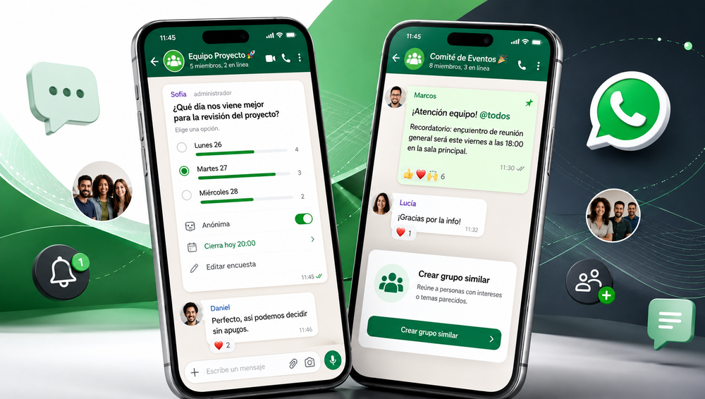 Nuevas formas de interactuar en los grupos y mejoras en las encuestas son algunos de los cambios recientes en WhatsApp