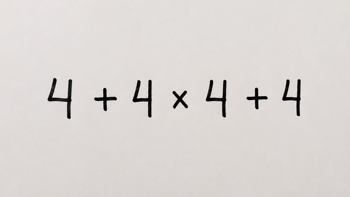 La ecuación 4 + 4 × 4 + 4 parece demasiado fácil c