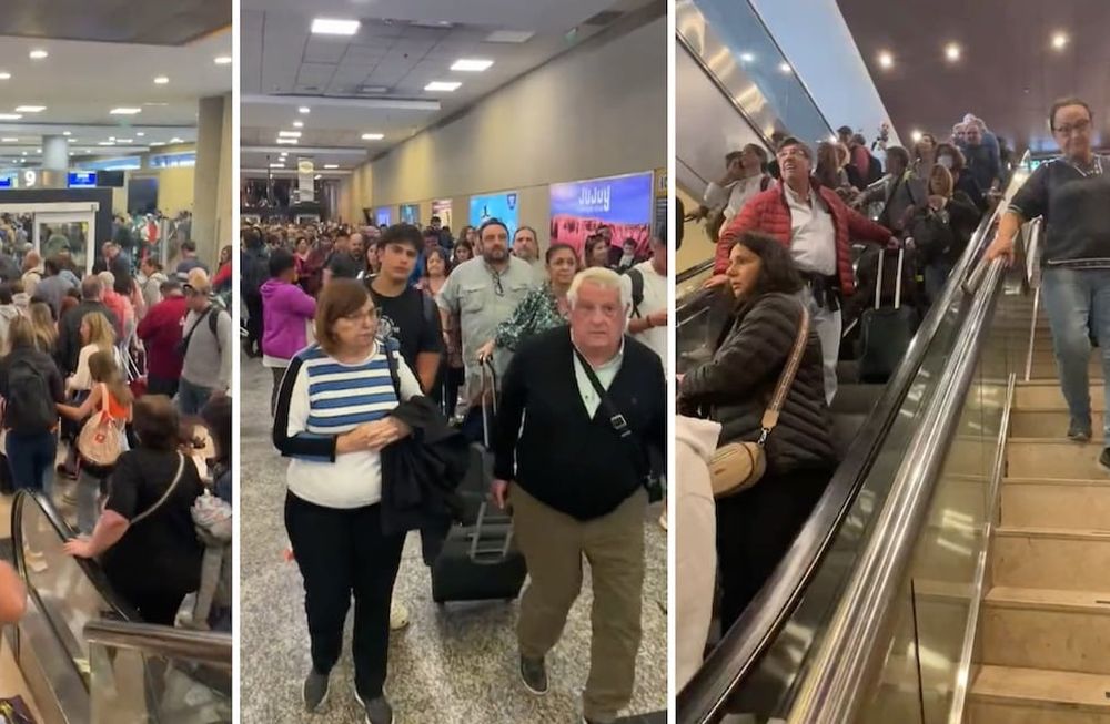Caos en Aeroparque luego de que la PSA desalojara la zona de embarque por culpa de una mujer que eludió el control de seguridad. Foto: Captura de video