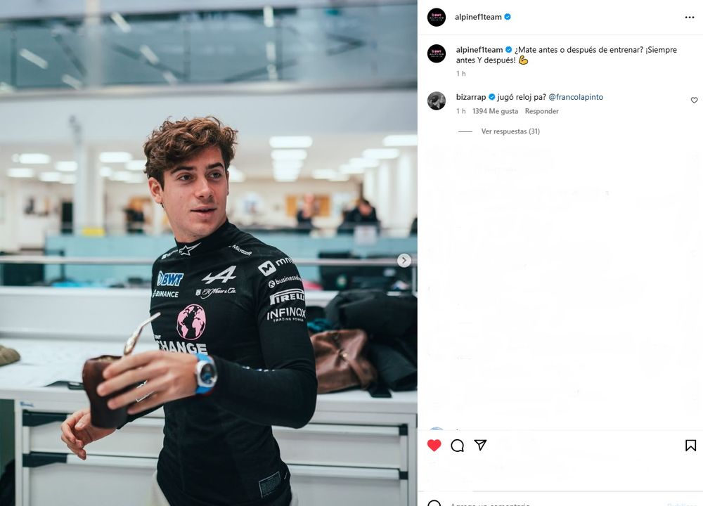 El posteo de Alpine que tuvo a Franco Colapinto tomando mate