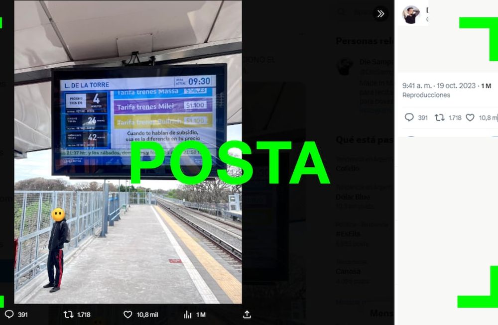 Es verdadero que se realizó una campaña sobre el costo del boleto de tren a favor de Massa, pero este tipo de actividades están prohibidas por ley