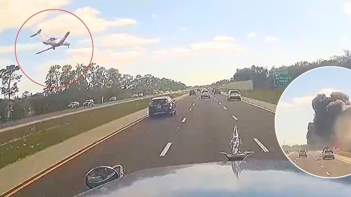 Video: un avión privado se estrelló en una autopista en Florida