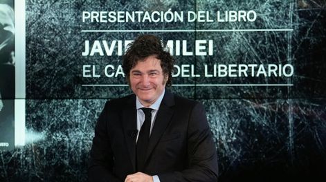 Los Andes | El presidente de Argentina, Javier Milei durante la presentación de su libro El camino del libertario en el Auditorio del diario La Razón, en Madrid. Foto: EFE/Borja Sánchez-Trillo