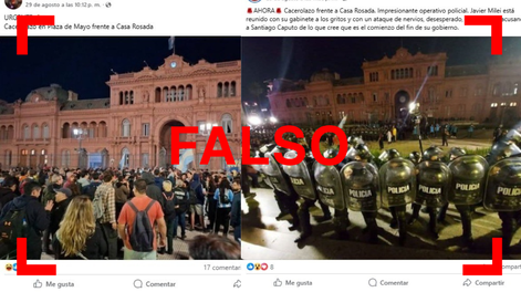 No, estas fotos y videos de protestas en Casa Rosada no se registraron en medio de la polémica por presuntas coimas en Discapacidad