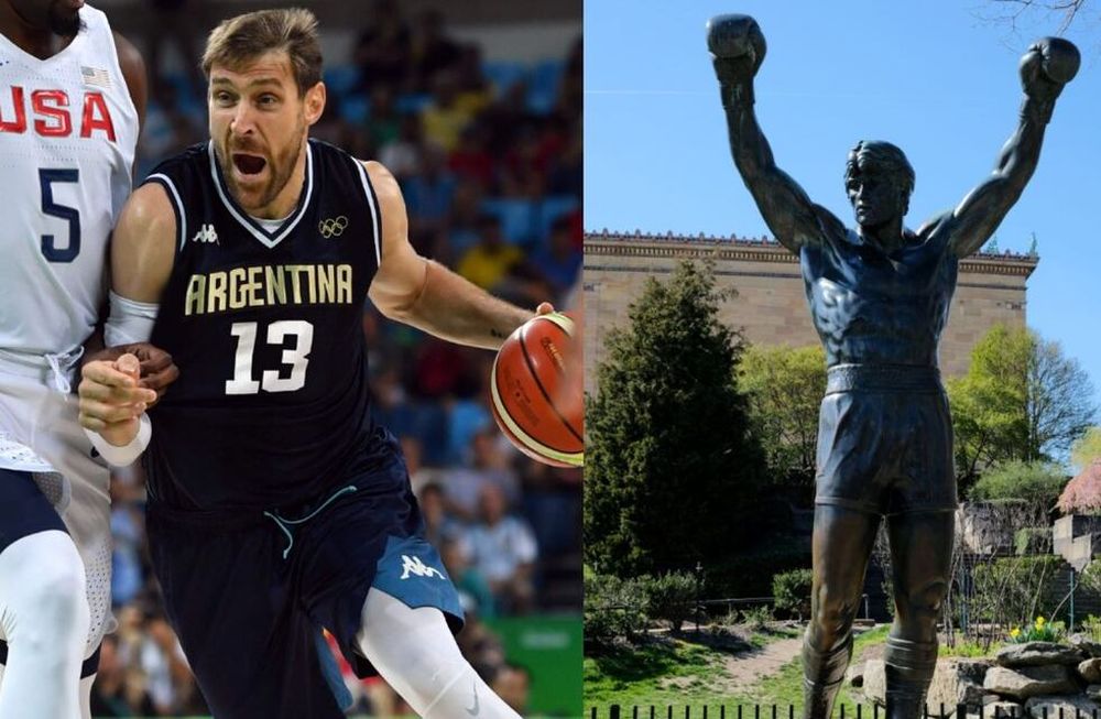 Andrés Nocioni, emblema de la Generación Dorada contó una divertida historia cuando estuvo en Philadelphia y junto a Manu Ginóbili se trepó a la estatua de Rocky. / Gentileza: 442perfil