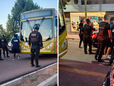 Hinchas desviaron un colectivo y fueron detenidos.