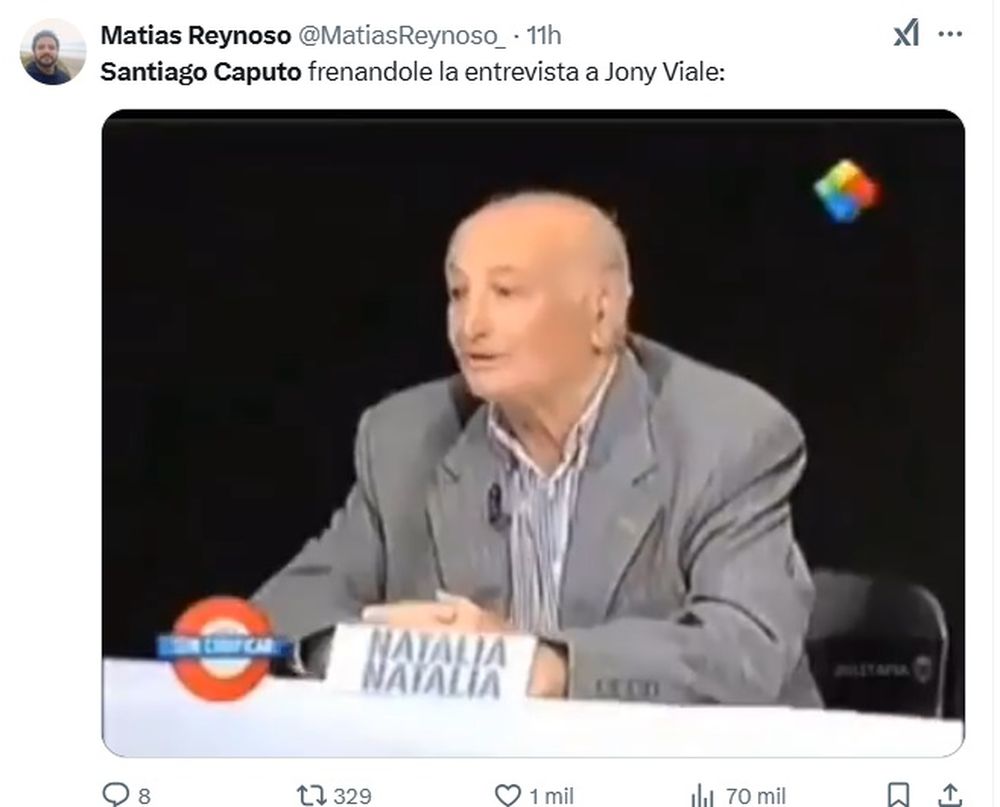 Memes por la entrevista de Jonatan Viale a Milei y la interrupción de Santiago Caputo