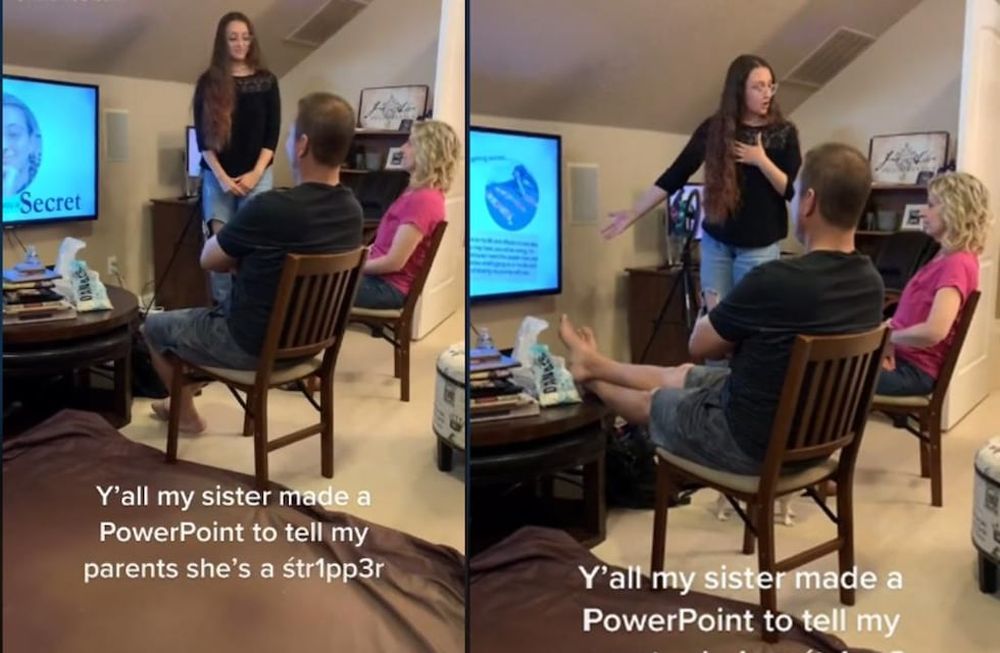 La joven es stripper y decidió contarle la verdad a los padres con un power point.