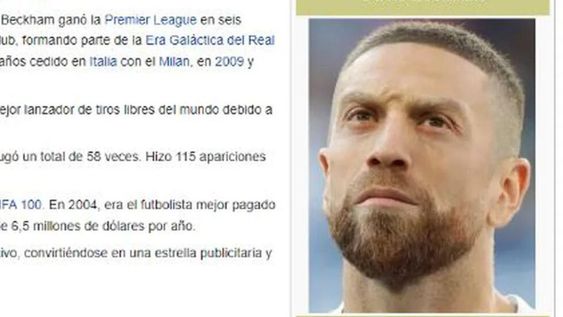 El perfil de Beckham con la foto del Papu. Foto: Web