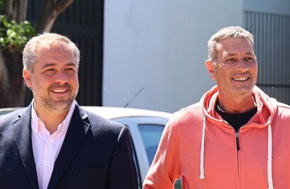 El intendente Matías Stevanato junto al ex jefe comunal y actual senador provincial, Alejandro Bermejo.