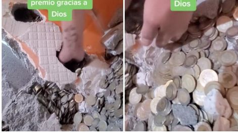 Los albañiles encontraron un tesoro tras derrumbar una pared en la que estaban trabajando. Foto: Web